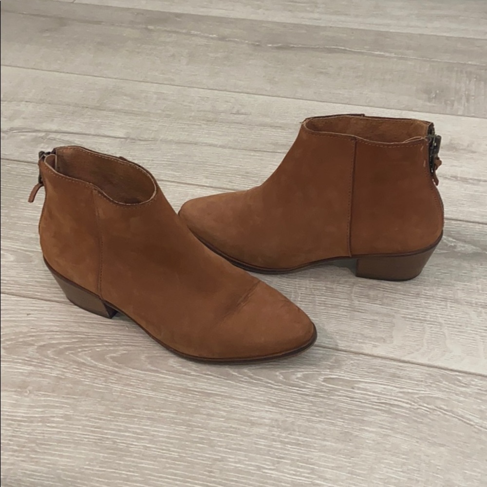 Topshop Ankle Booties, Brown Suede, Size 38